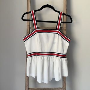 SHEIN White Peplum Tank Top, Size Medium